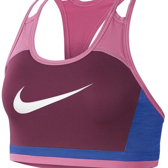 NEW Nike Sports Bra Swoosh Logo Colorblocked Medium Impact Racerback Size Small - Picture 3 of 4